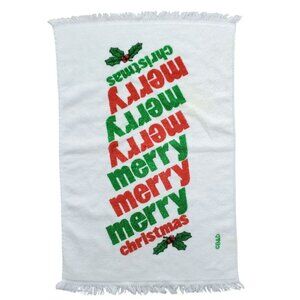 VTG Holiday Kitchen Dish Towel Merry Christmas Spell Out Red Green Bathroom READ